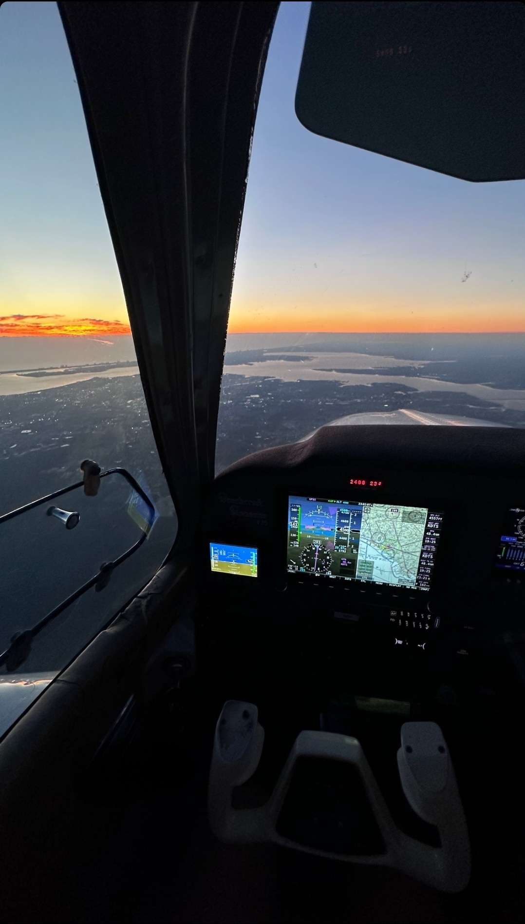 Cockpit view at sunset