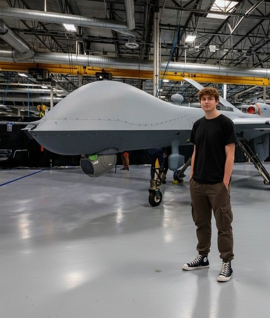 In a military drone hangar
